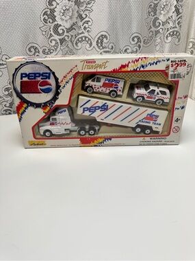 Vintage 90s Golden Wheels Pepsi Super Transport Die-cast Toy Truck Set